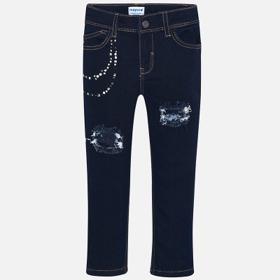 Spodnie długie jeans aplikacj | Art.04502 K52 Roz. 128