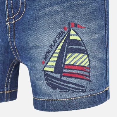 Bermudy jeans nadruk | Art.01288 K5 Roz. 80